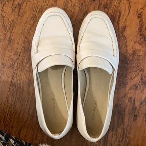 Ann Taylor cream leather loafers